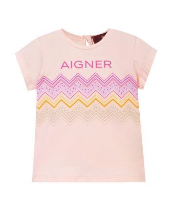 Baby Girls Pink Logo-Print Cotton T-Shirt