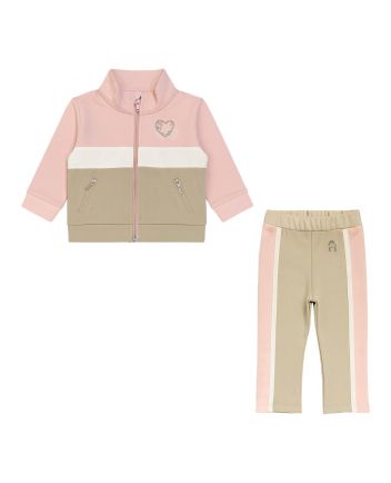 Baby Girls Pink Zip-Up Logo-Print Tracksuits