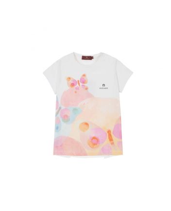 Girls White Butterfly T-Shirt