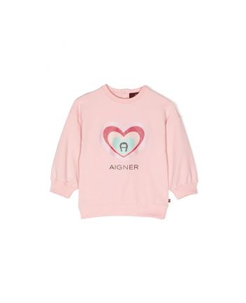 Baby Girls Pink Cotton Heart Sweatshirt