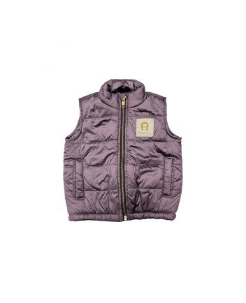 Baby Girls Purple Logo-Patch Puffer Gilet