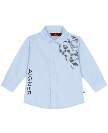 Baby Boys Blue Logo-Print Shirt