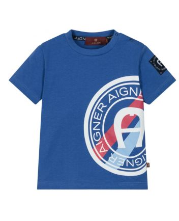 Boys Blue Logo-Print Cotton T-Shirt