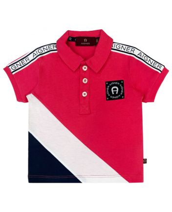 Baby Boys Pink Cotton Polo T-Shirt