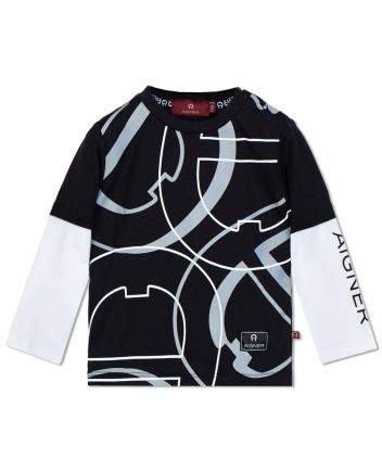 Baby Boys Black Graphic Design Logo T-Shirts