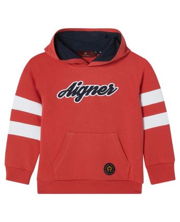 Baby Girls Red Logo-Patch Hoodies