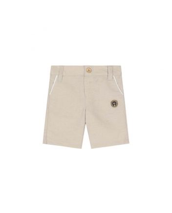 Boys Beige Cotton Logo Short