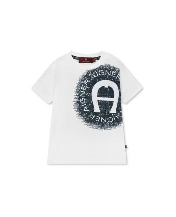 Baby Boys White & Blue Cotton T-Shirt