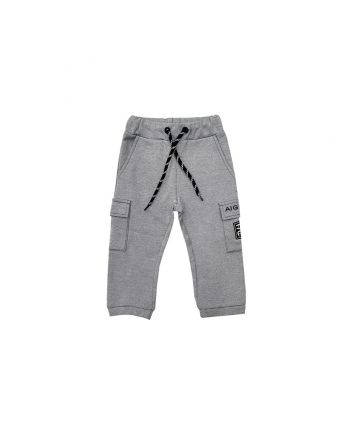 Baby Boys Grey Embroidery-Logo Trouser