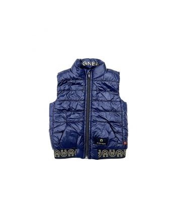 Baby Boys Blue Logo-Print Puffer Gilet