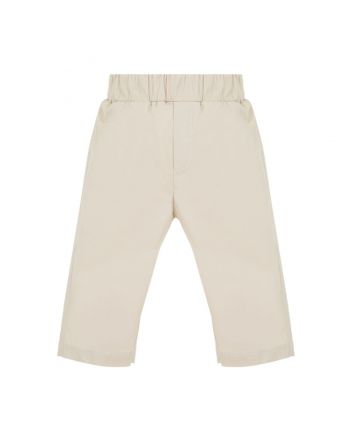 Boy Beige Solid Print Trouser