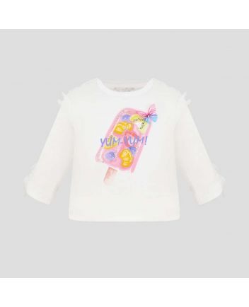 Frills Sleeves LS Tee, ecru