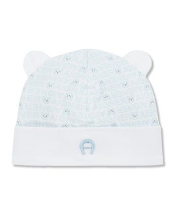 Baby Boys White & Blue Teddy Bear Hat