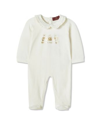 Baby Girls White Logo-Print Rompers