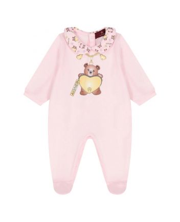 Baby Girls Pink Teddy Bear Logo Rompers