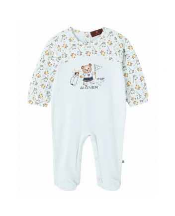 Baby Boys Blue Bear Logo-Print Rompers