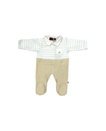 Beige Pima Cotton Babygrow