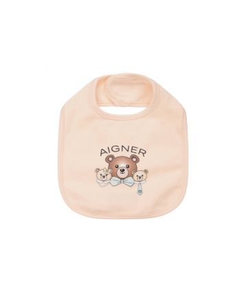 Baby Girls Pink Pima Cotton Logo Bib