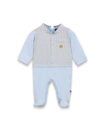 Baby Boys Blue Cotton Babysuit