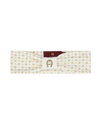 Baby Girls Ivory & Gold Pima Cotton Logo Headband