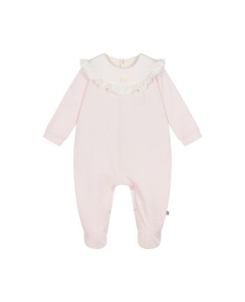 Girls Pink Cotton Ruffle Babygrow
