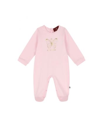 Baby Girls Pink Cotton Logo Babysuit
