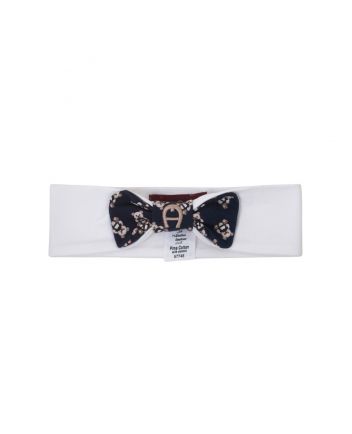 Baby Girls White & Blue Bow Headband