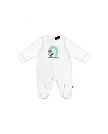 Baby Unisex White Logo-Print Romper