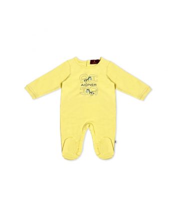 Baby Girls Yellow Logo-Print Romper