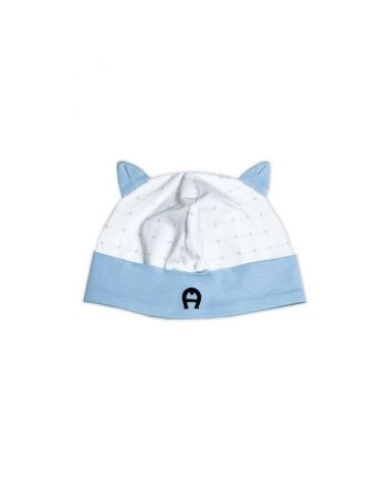 Baby Unisex White & Blue Cotton Hat