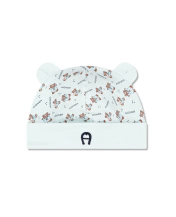 Baby Boys Blue Teddy Bear-Print Hat