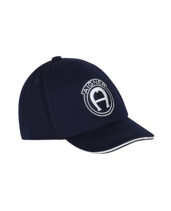 Kids Navy Blue Embroidered Logo Cap