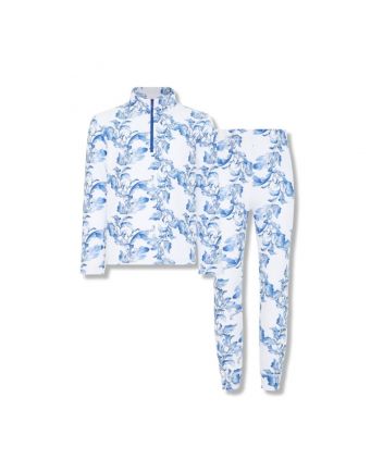 Knitted thermal underwear sport set (sports long sleeve & pantaloons), white blue