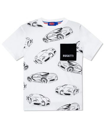 Boys White All-Over Car Printed T-Shirt