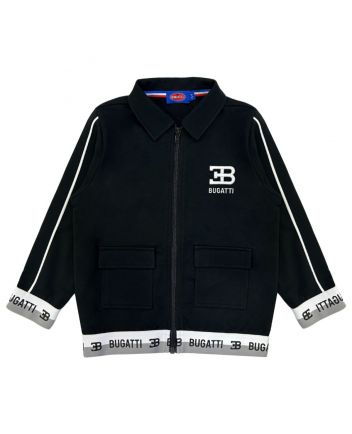 Boys Black Zip-Up Hoodie With Pockets