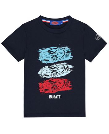 Boys Navy Blue Bugatti Car-Print T-Shirt