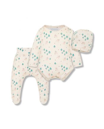 Set bodysuit,pants, hat, beige