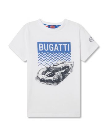 Boys White Sports Car-Print T-Shirt