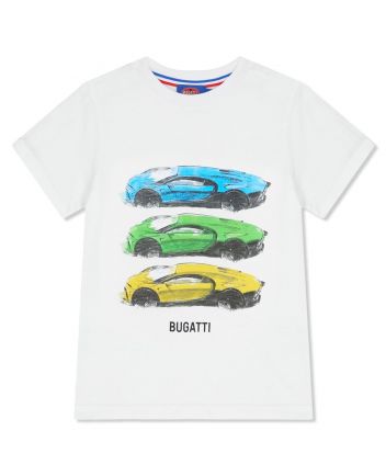 Boys White Sports Car-Print T-Shirt