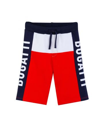 Boys Color Block Logo Bermudas In Red