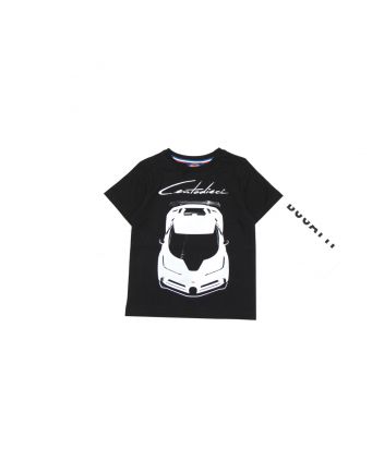 Black & White Bugatti Centodieci Car Printed T-shirt