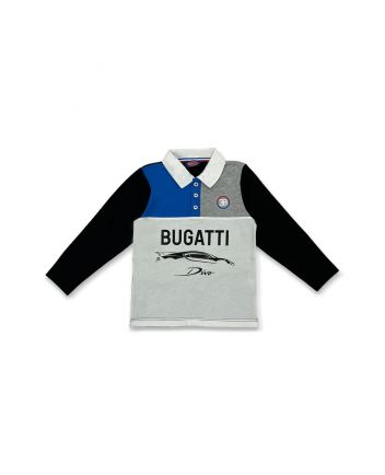 Boys Black & White Collar Full Sleeves T-Shirt