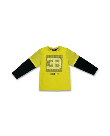 Boys Yellow Logo Print Full Sleeves T-shirt