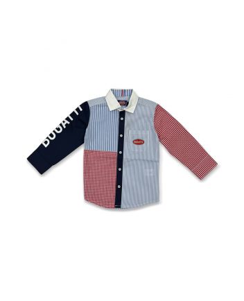 Boys Blue & Red Color-blocks Shirt