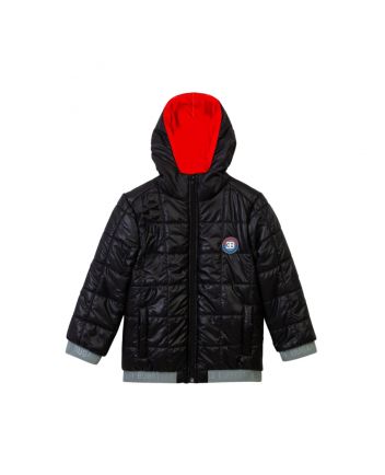 Boys Black Front Zipper Puffer Jacket