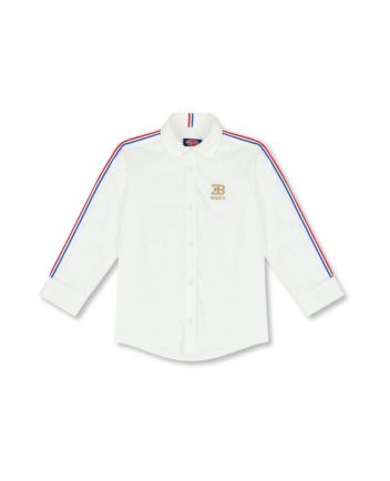 Boys White Embroidered Logo Shirt