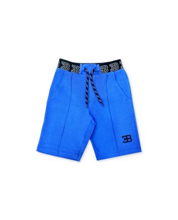 Boys Blue Short With Elasticated Logo Waistband