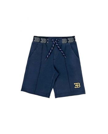 Boys Navy Blue Shorts With Logo Waistband