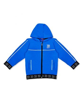 Boys Blue Embroidered Logo Zip-Up Hoodie