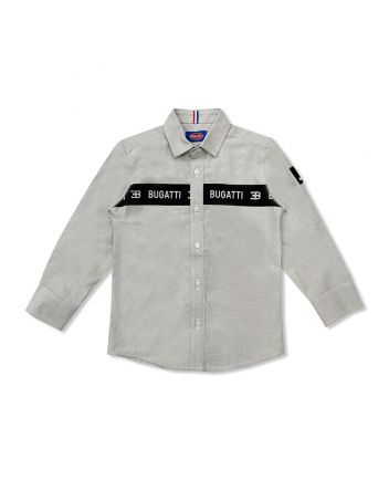 Boys Grey Logo-Stripe Shirt